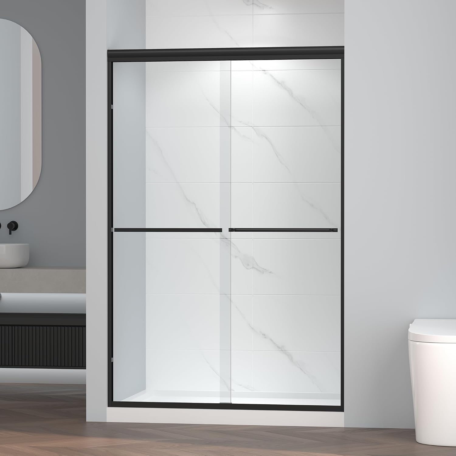 Semi-Frameless Bypass Sliding Shower Door