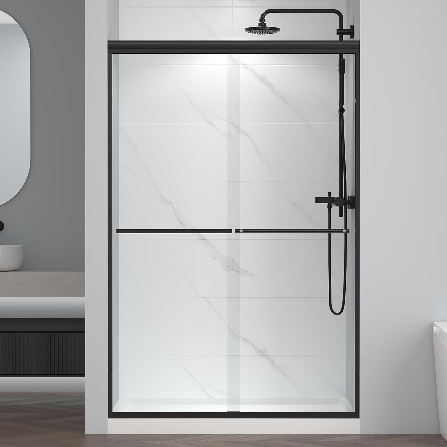 Semi-Frameless Bypass Sliding Shower Door