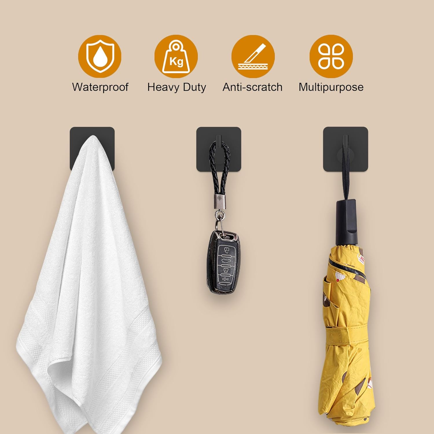 6 Pcs Adhesive Wall Hooks for Hanging