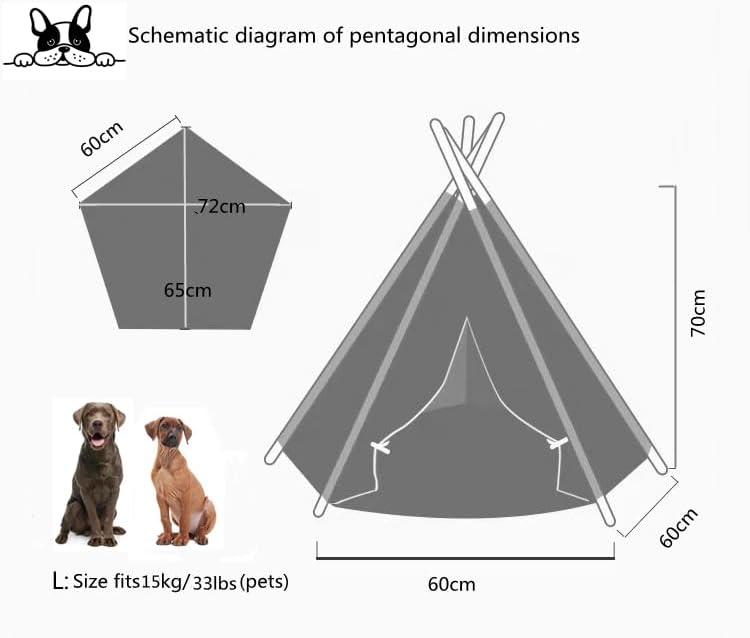 Dog Teepee Bed Cat Tent Portable Houses Pet Puppy with Thick Cushion 