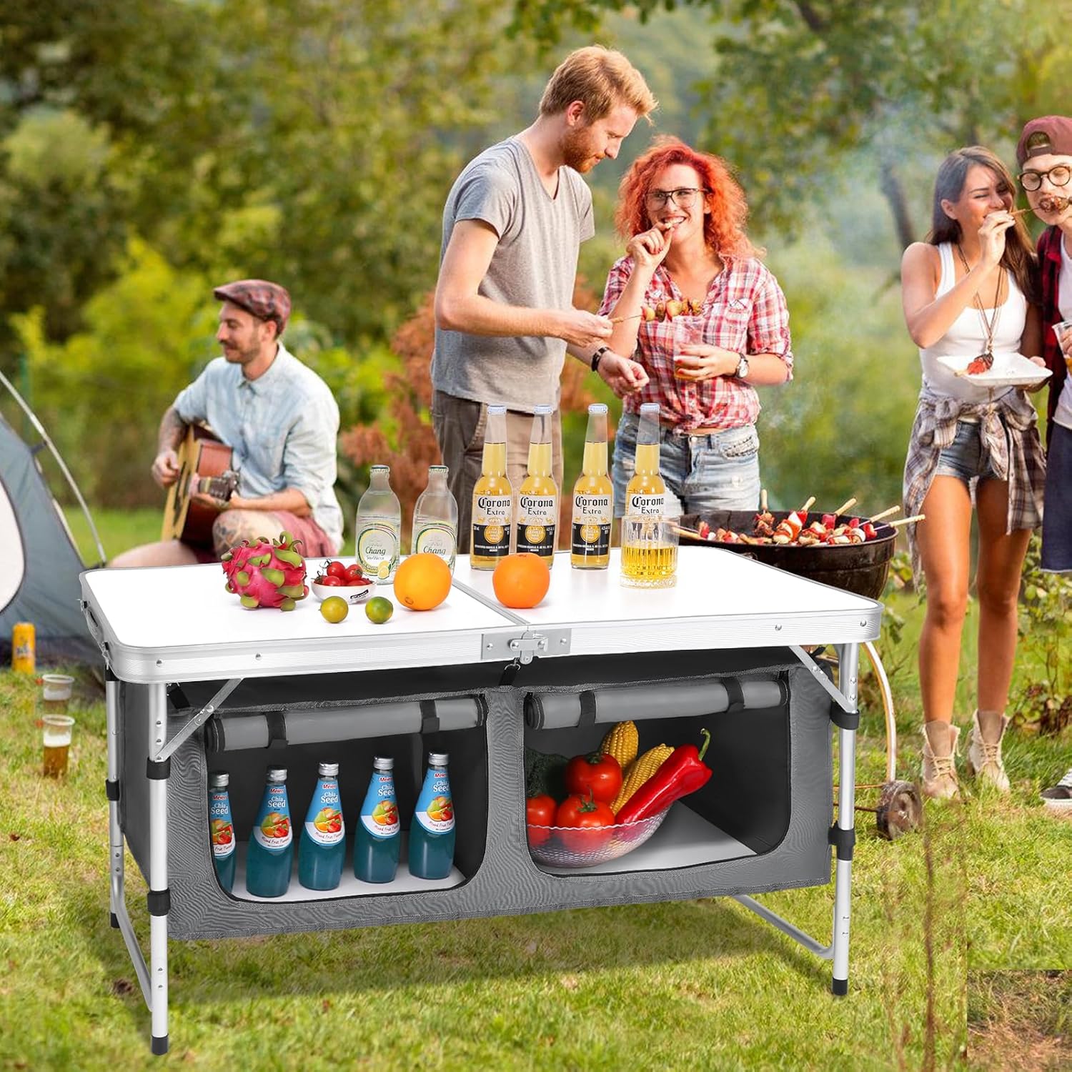 Camping Folding Aluminum Table with Adjustable Legs for Outdoor Travel Beach