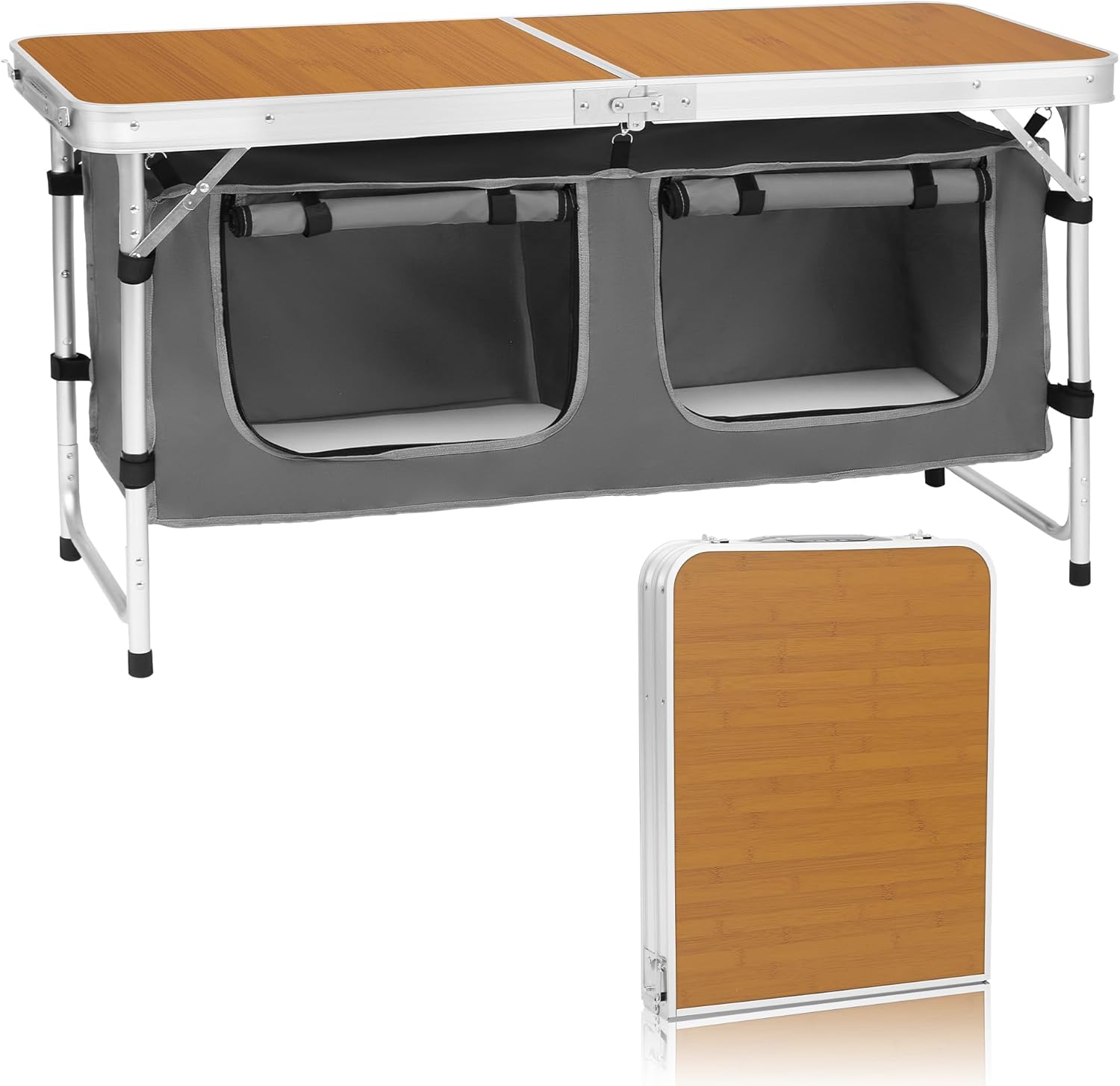 Camping Folding Aluminum Table with Adjustable Legs for Outdoor Travel Beach