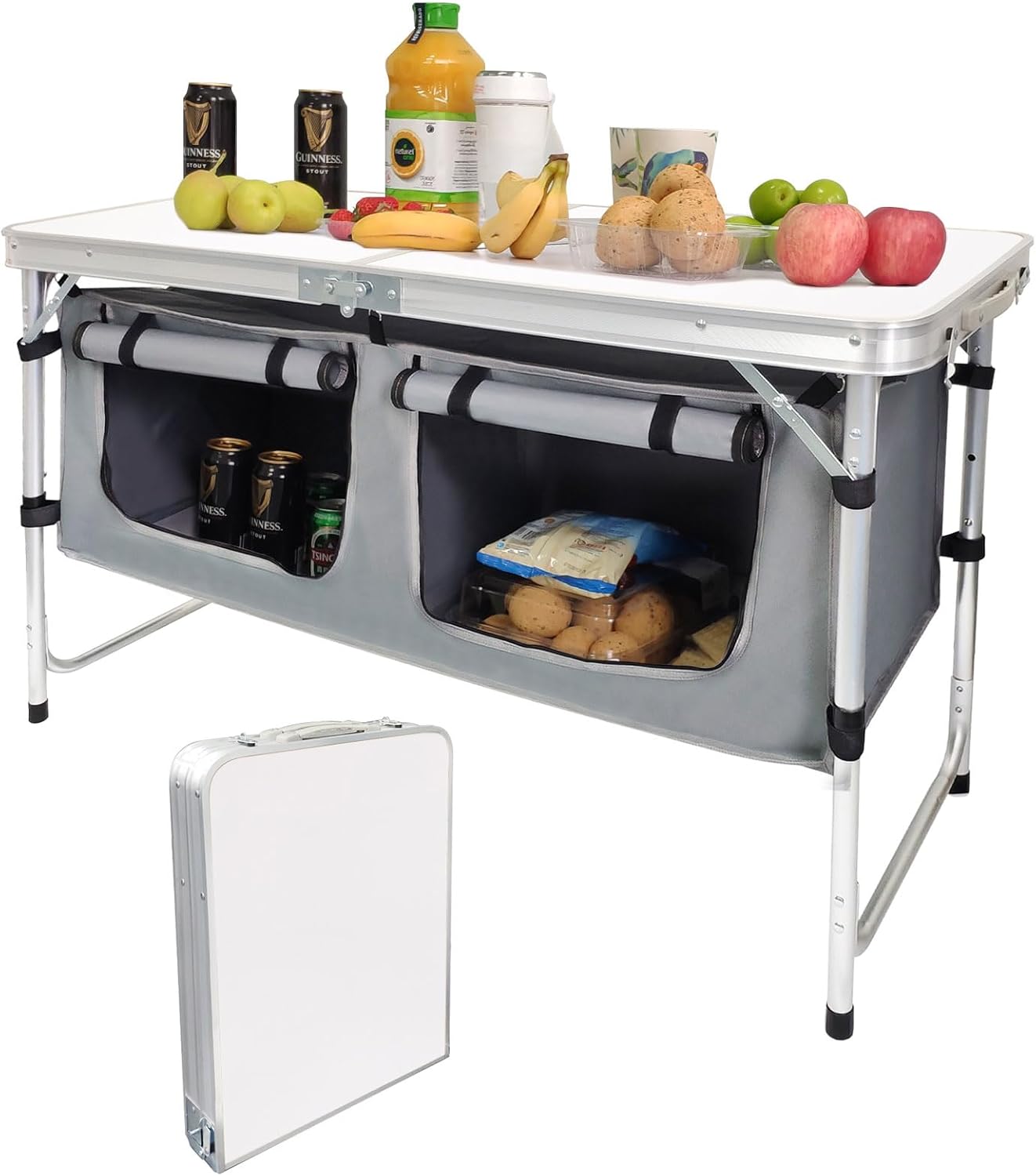 Camping Folding Aluminum Table with Adjustable Legs for Outdoor Travel Beach
