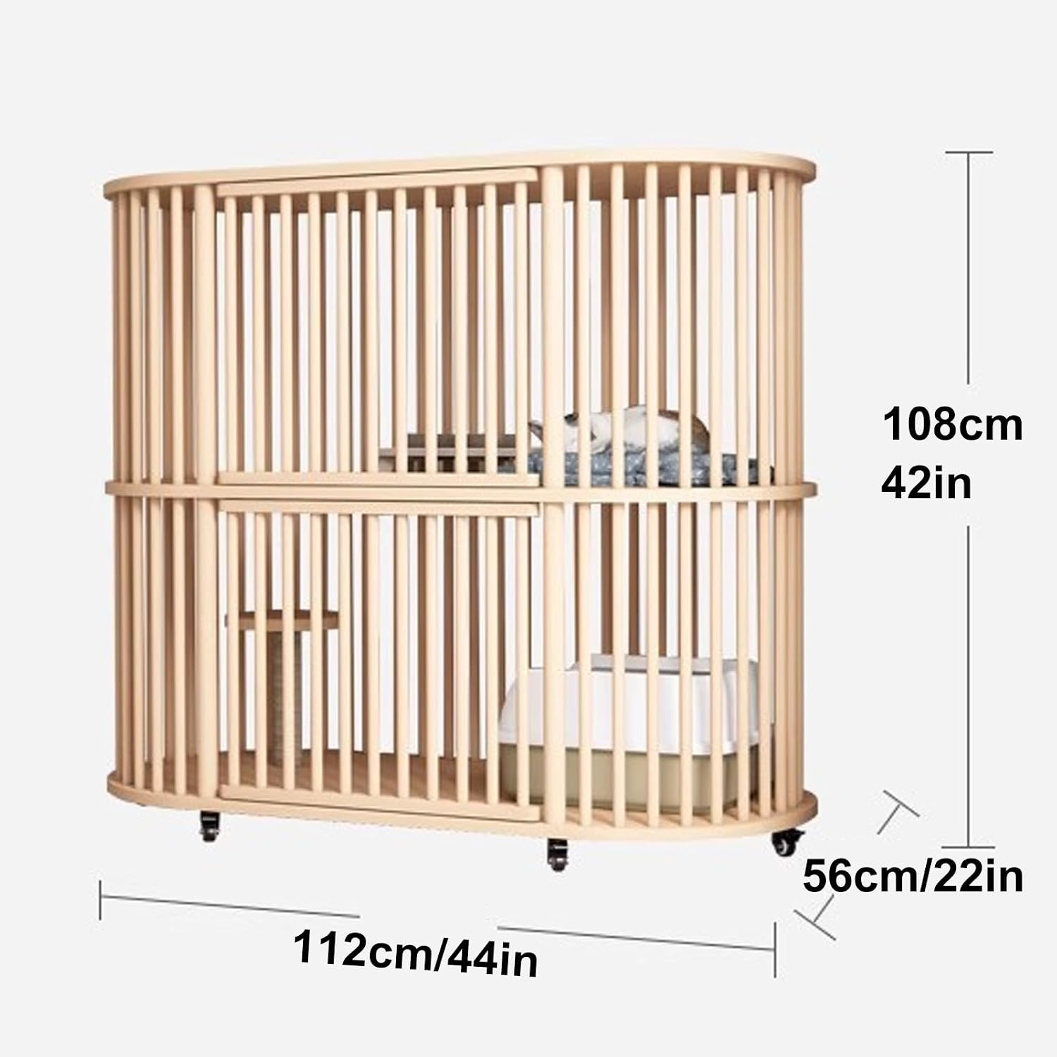 Solid Wood Cat Cage, 2 Tier Cat Cages Indoor