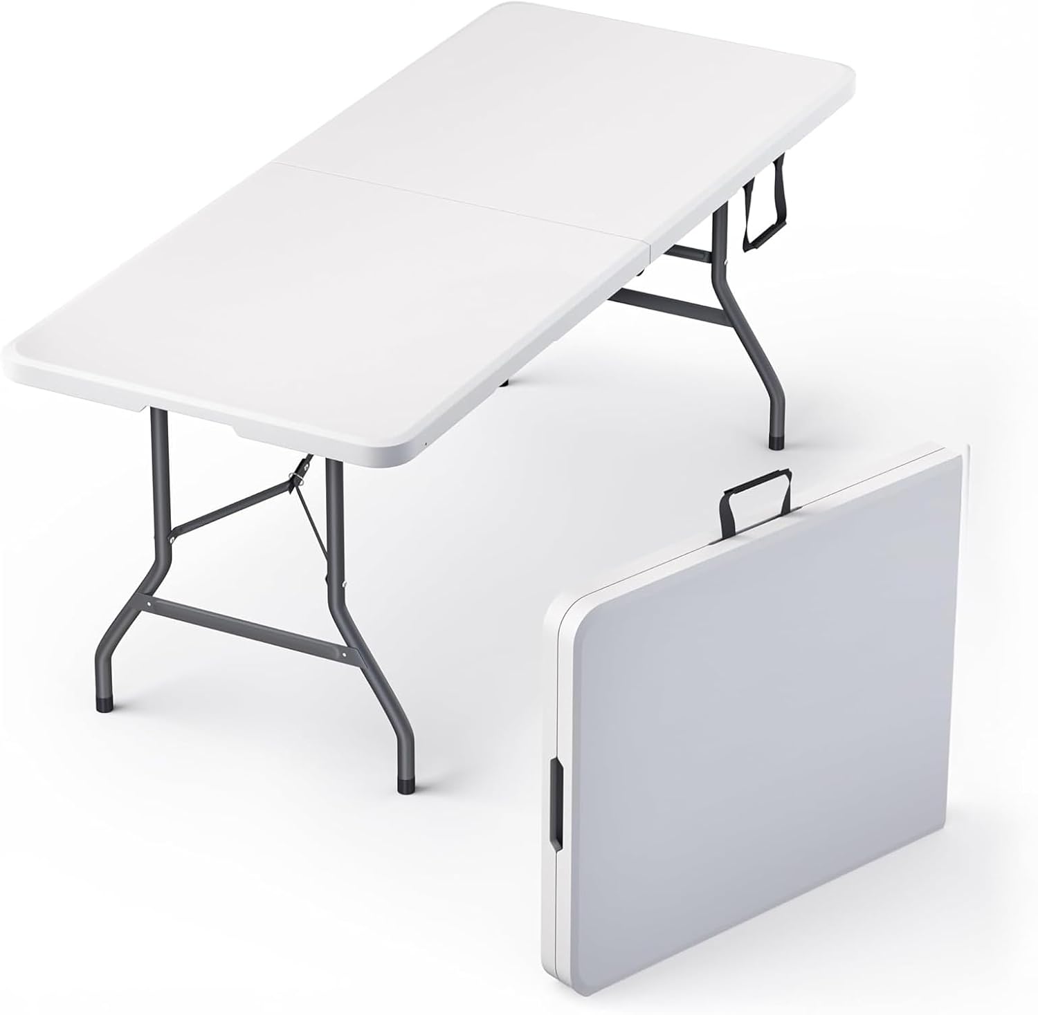 6 Feet Foldable Table with Built in Handle & Steel Legs
