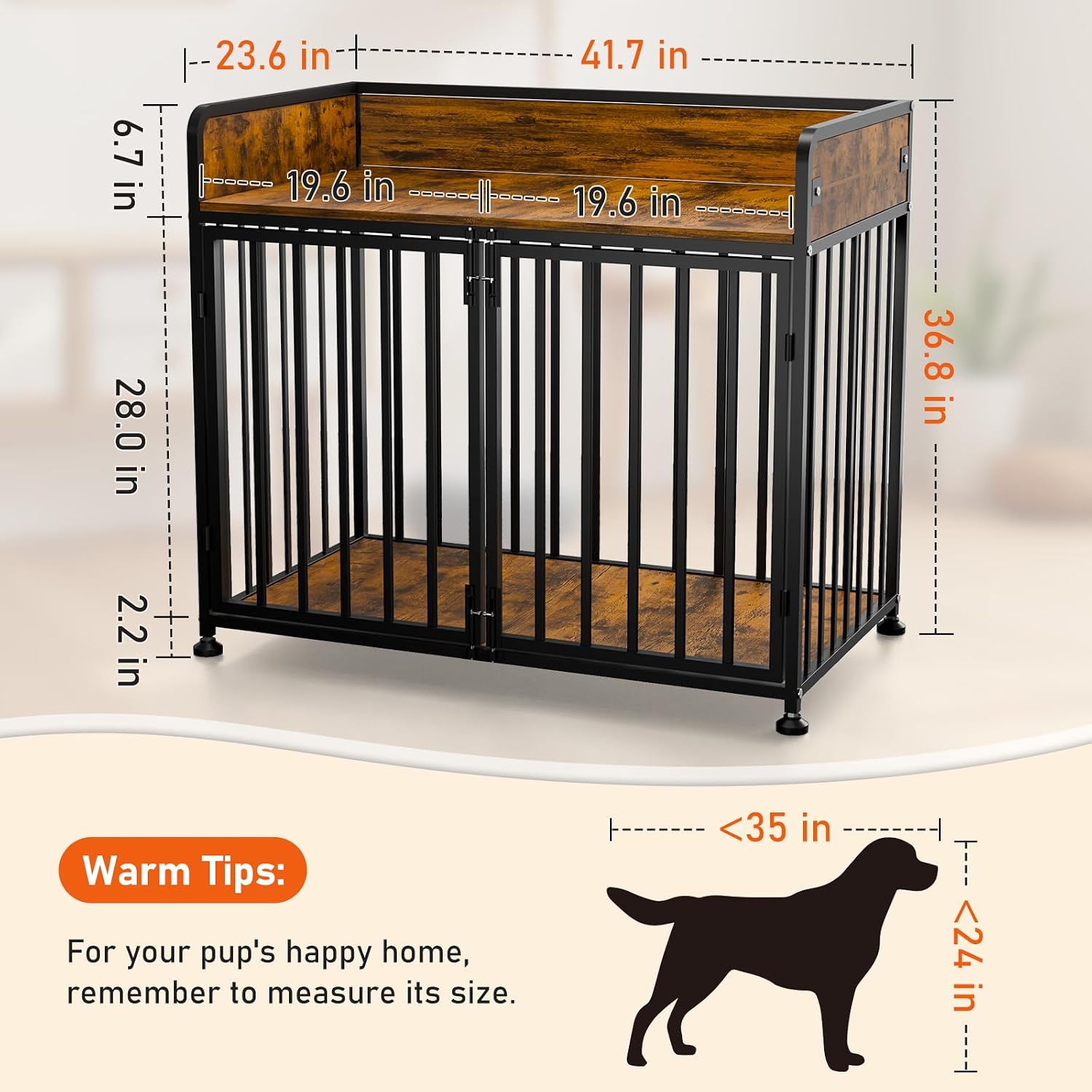Furniture Style Dog Crate, Large Dog Kennel Indoor