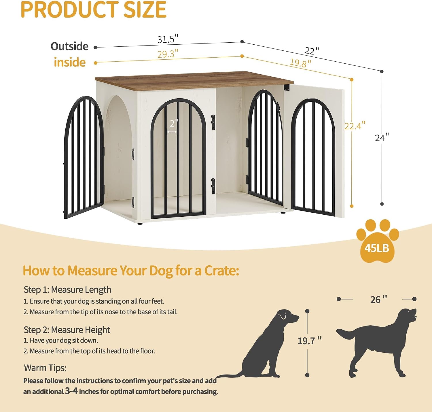 Dog Crate Furniture,Dog Kennel Indoor for Small/Medium Dogs
