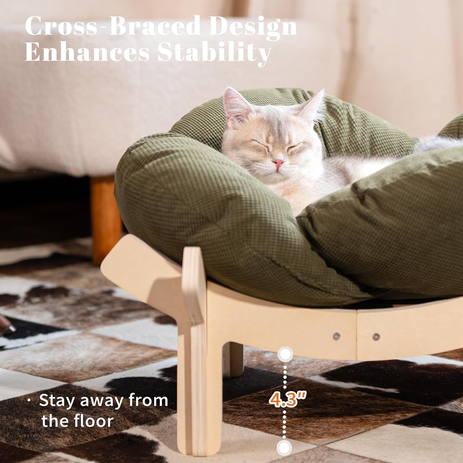 Elevated Cat Bed for Indoor Cats Couch Sofa Flower 