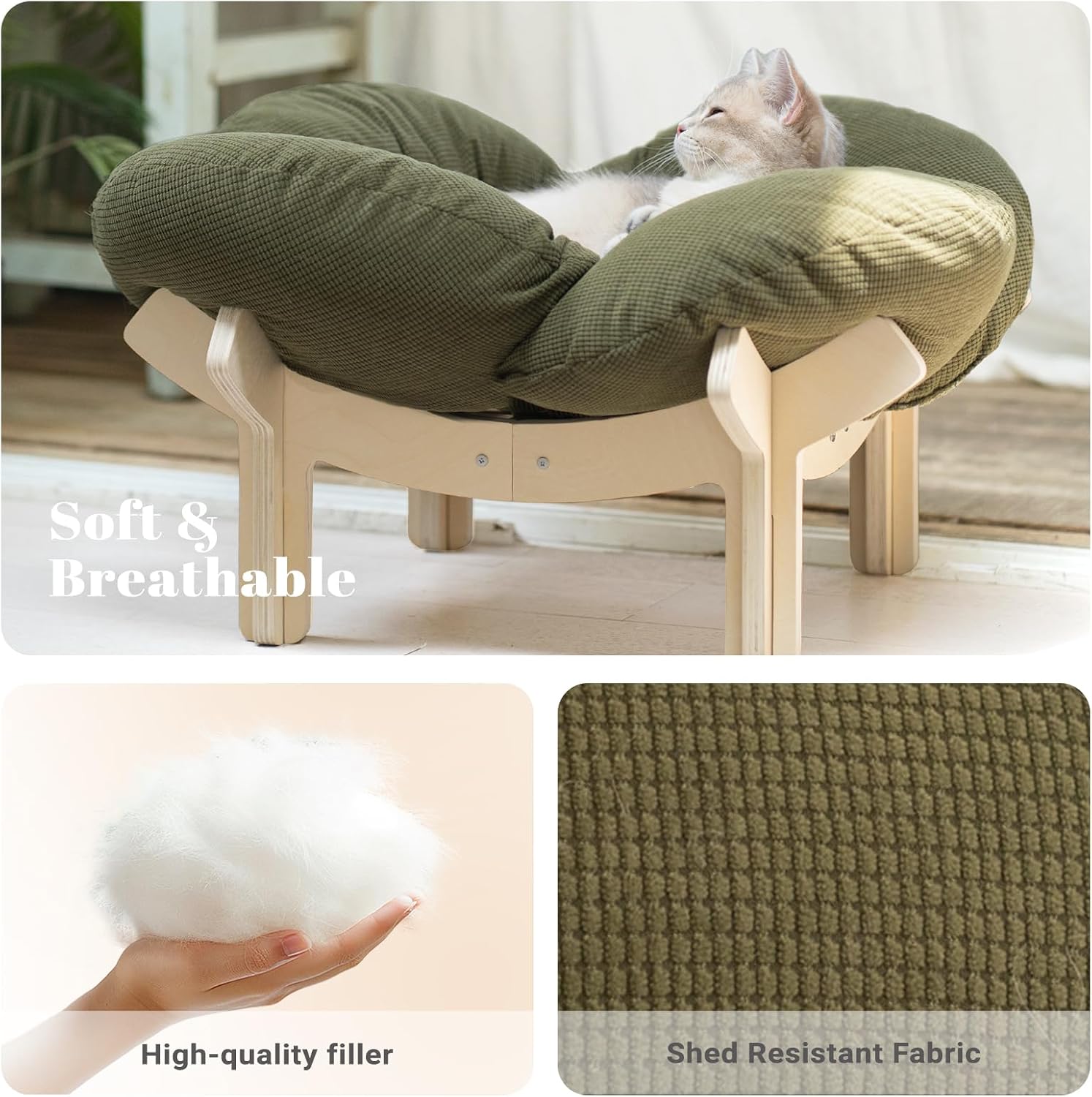Elevated Cat Bed for Indoor Cats Couch Sofa Flower 