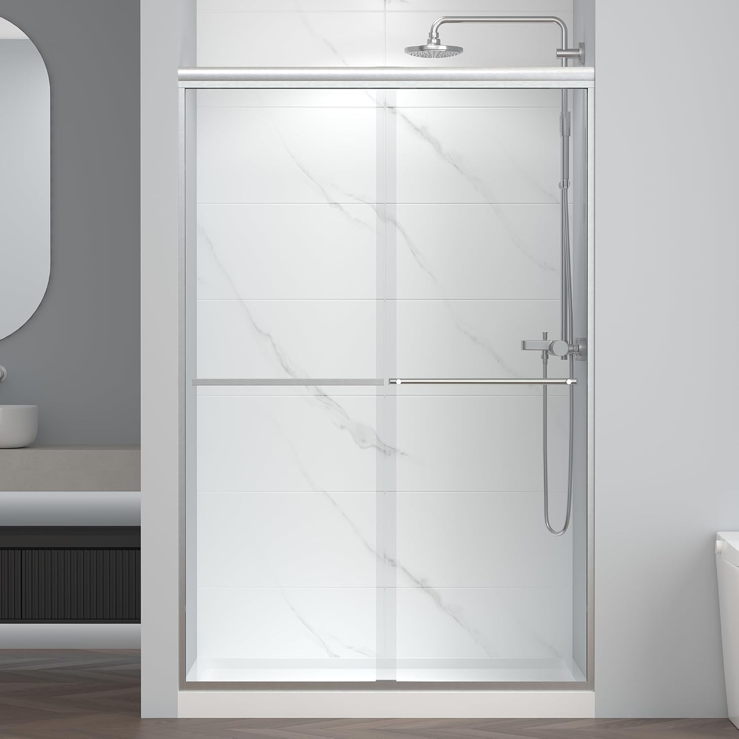 Semi-Frameless Bypass Sliding Shower Door