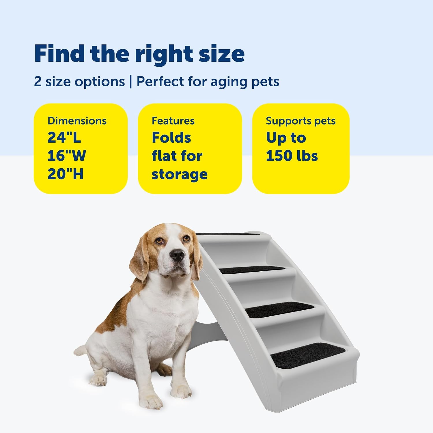 Portable & Foldable 4-Step Stairs, Non-Skid Feet, Side Rails, Dog Steps for Bed