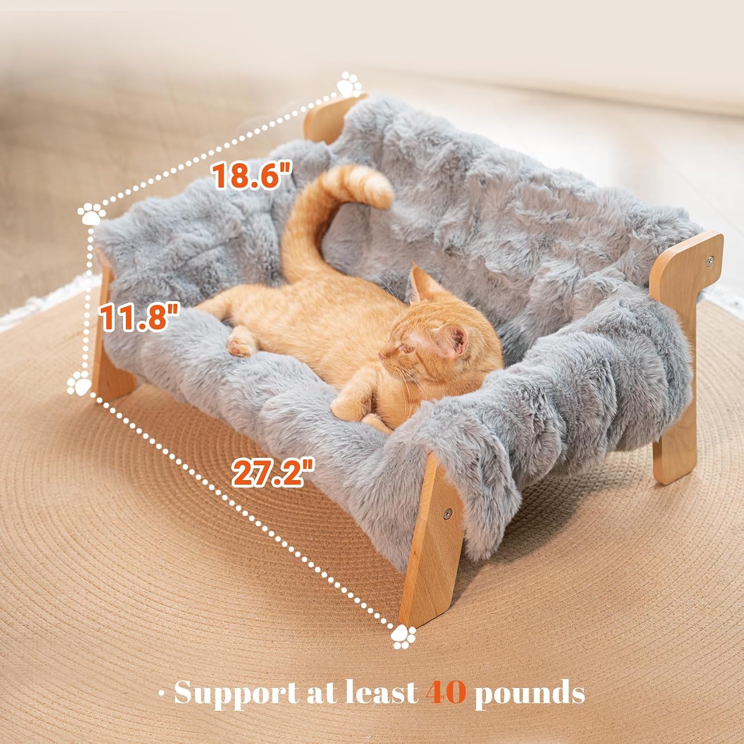 Elevated Cat Couch Bed Wooden Raised Kitty Sofa Lounge Chair