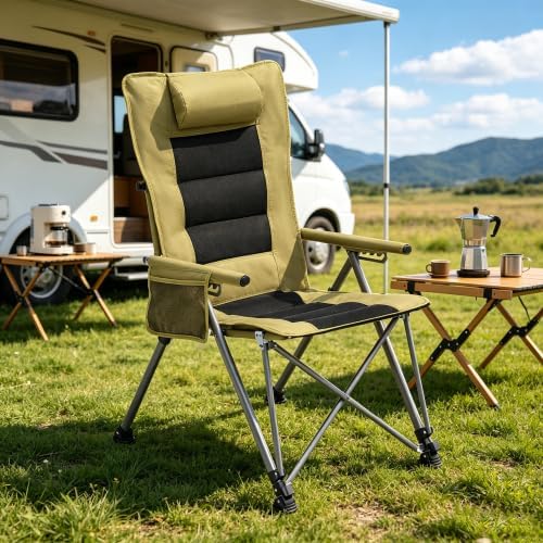 Reclining Camping Chair with 30'' Adjustable High Back