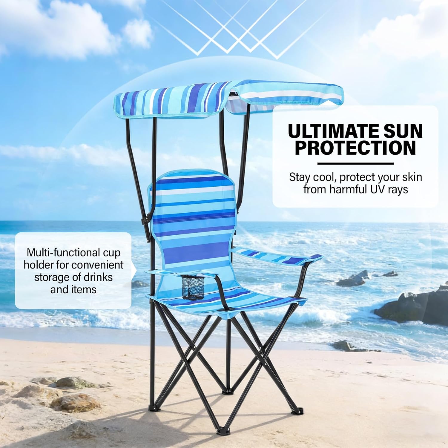 2 Pack Beach Chair with Canopy Shade 