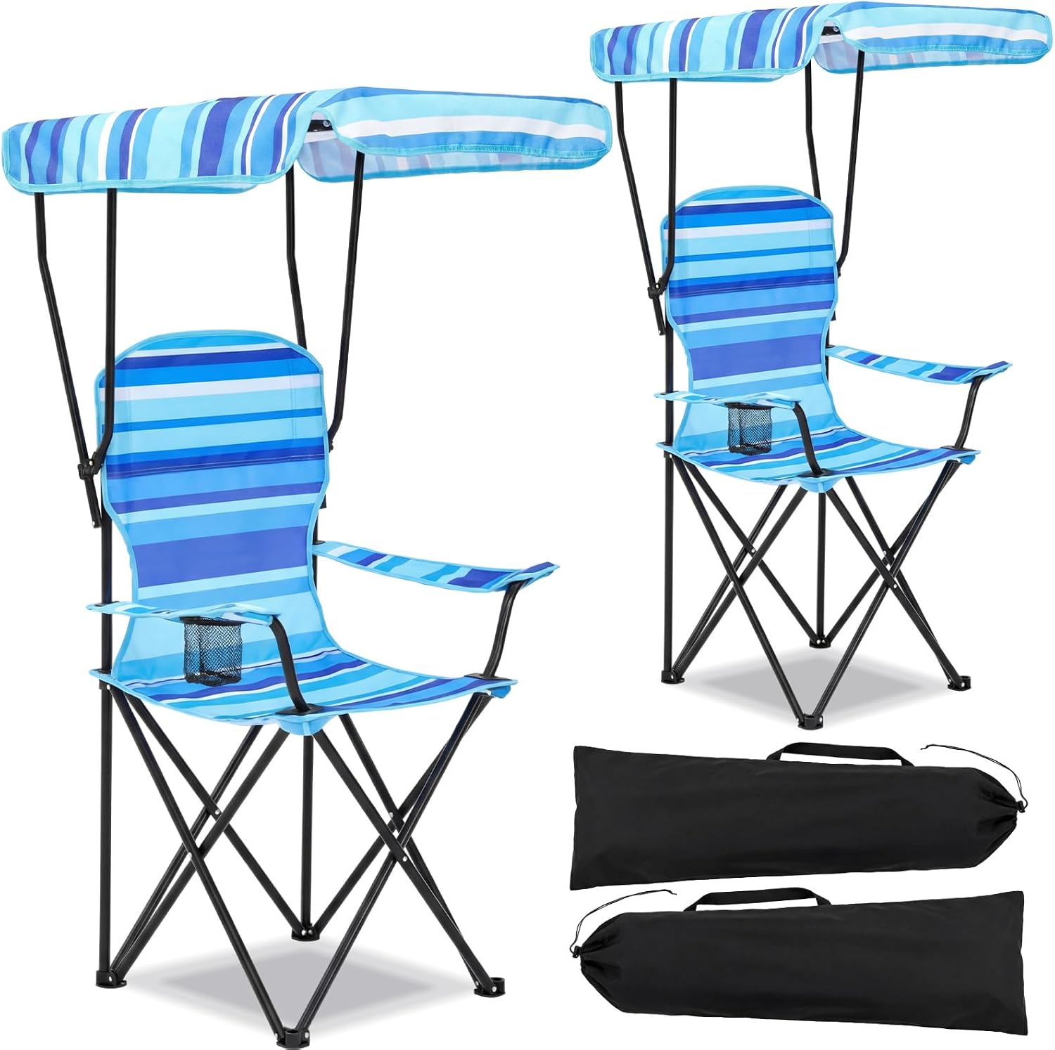 2 Pack Beach Chair with Canopy Shade 