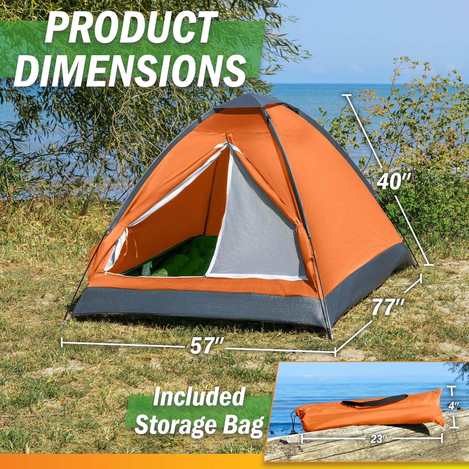 2 Person Camping Tent with Rain Fly and Carrying Bag