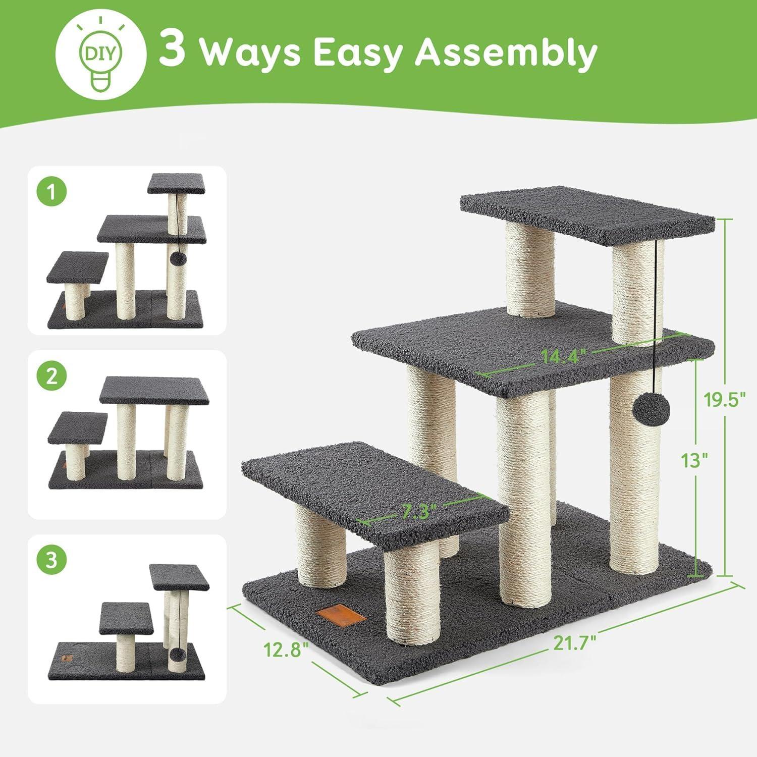 Dog Stairs & Cat Scratching Post Pet Steps for High Beds Couch 