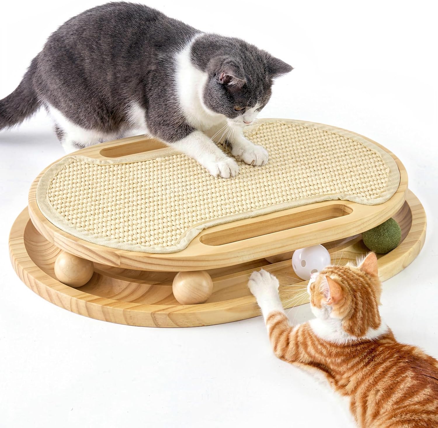 Cat Scratcher with Ball Track Toy, Sisal Scratch Pad for Indoor Use