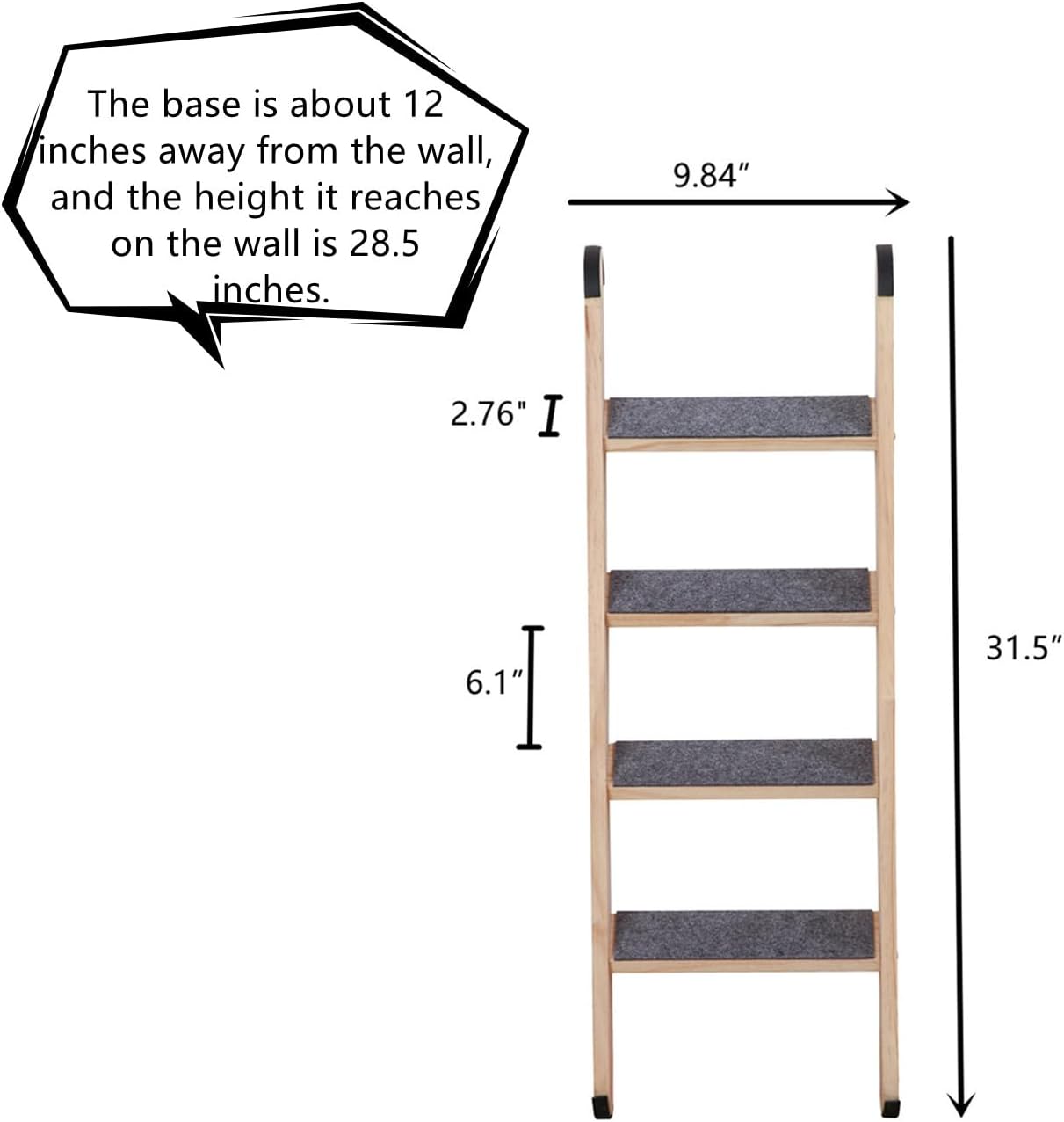 Solid Wood Wall Leaning Cat Ladder for Indoor Cats and Small Medium Dog