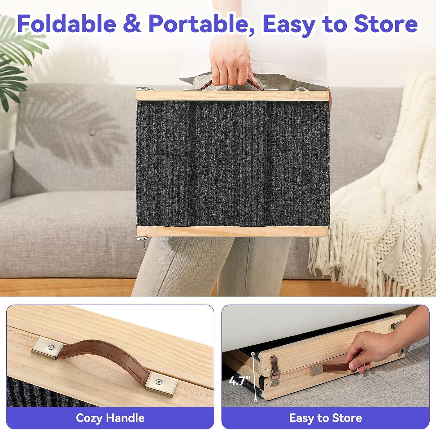 Upgraded Small Dog Ramp for Couch Foldable, 5 Ajustable Height 