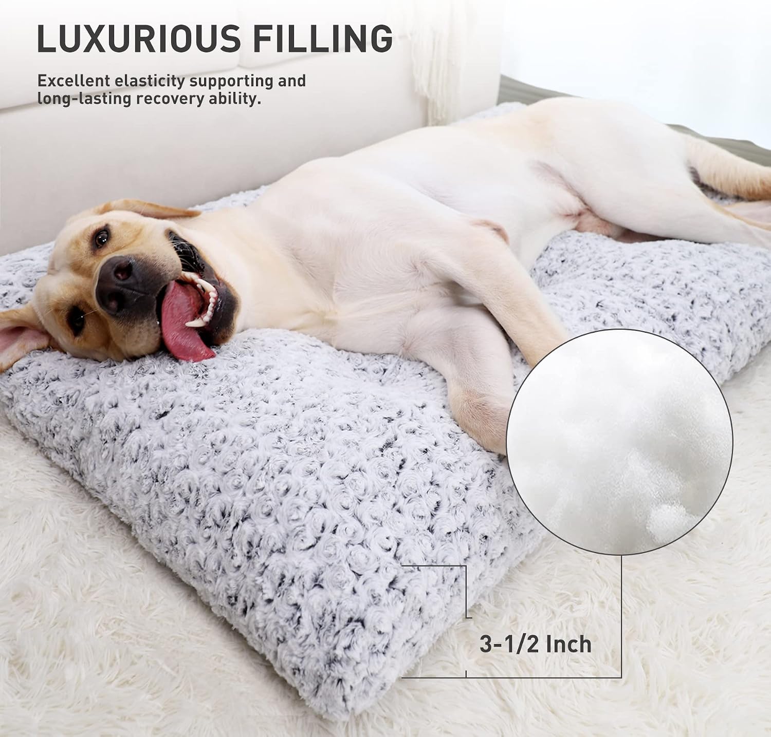 Washable Dog Bed Medium Size Dog Crate Bed Plush Pet Mat 35"x23" 