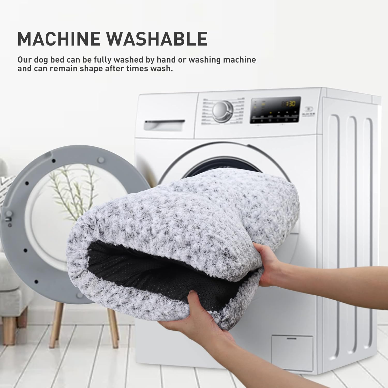 Washable Dog Bed Medium Size Dog Crate Bed Plush Pet Mat 35"x23" 