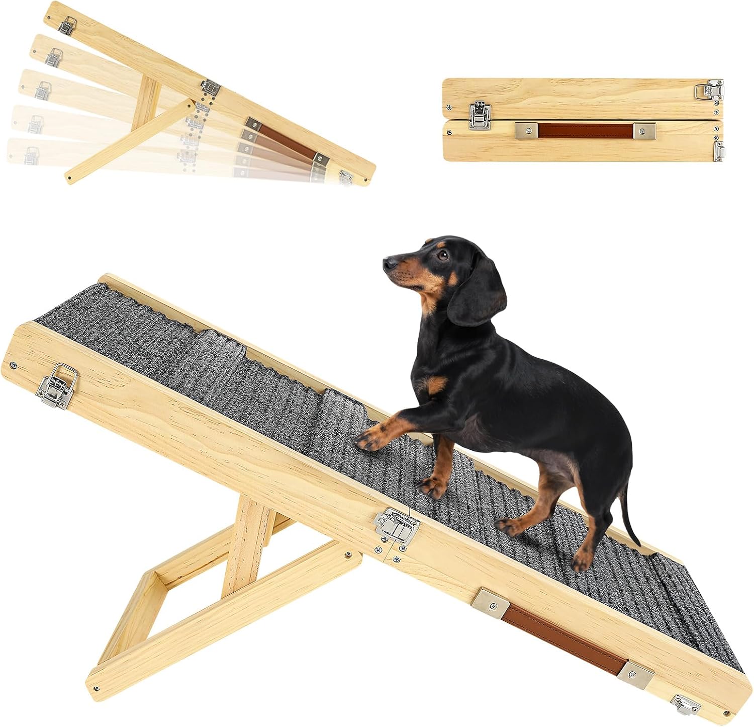 Upgraded Small Dog Ramp for Couch Foldable, 5 Ajustable Height 