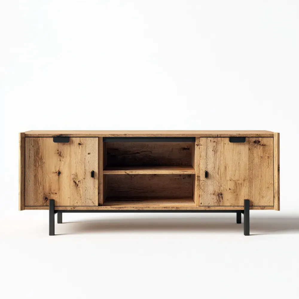 Mueble de TV de Madera Reciclada 150x45x50 cm - Natural