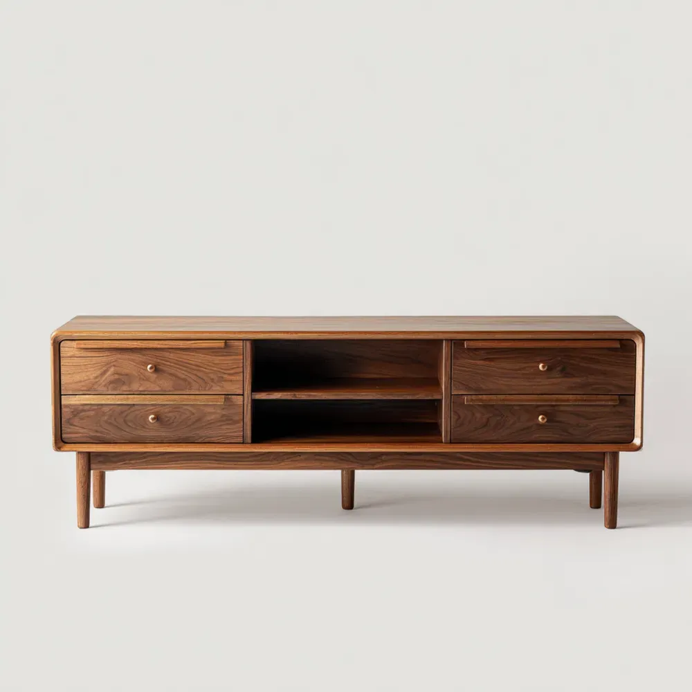 Mueble de TV de madera de Nogal 150x40x50 cm - Diseño retro