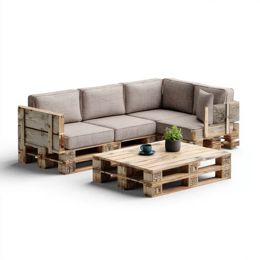 Sofá de Jardín de Madera de Palets 200x80x60 cm – Gris – Diseño Rústico