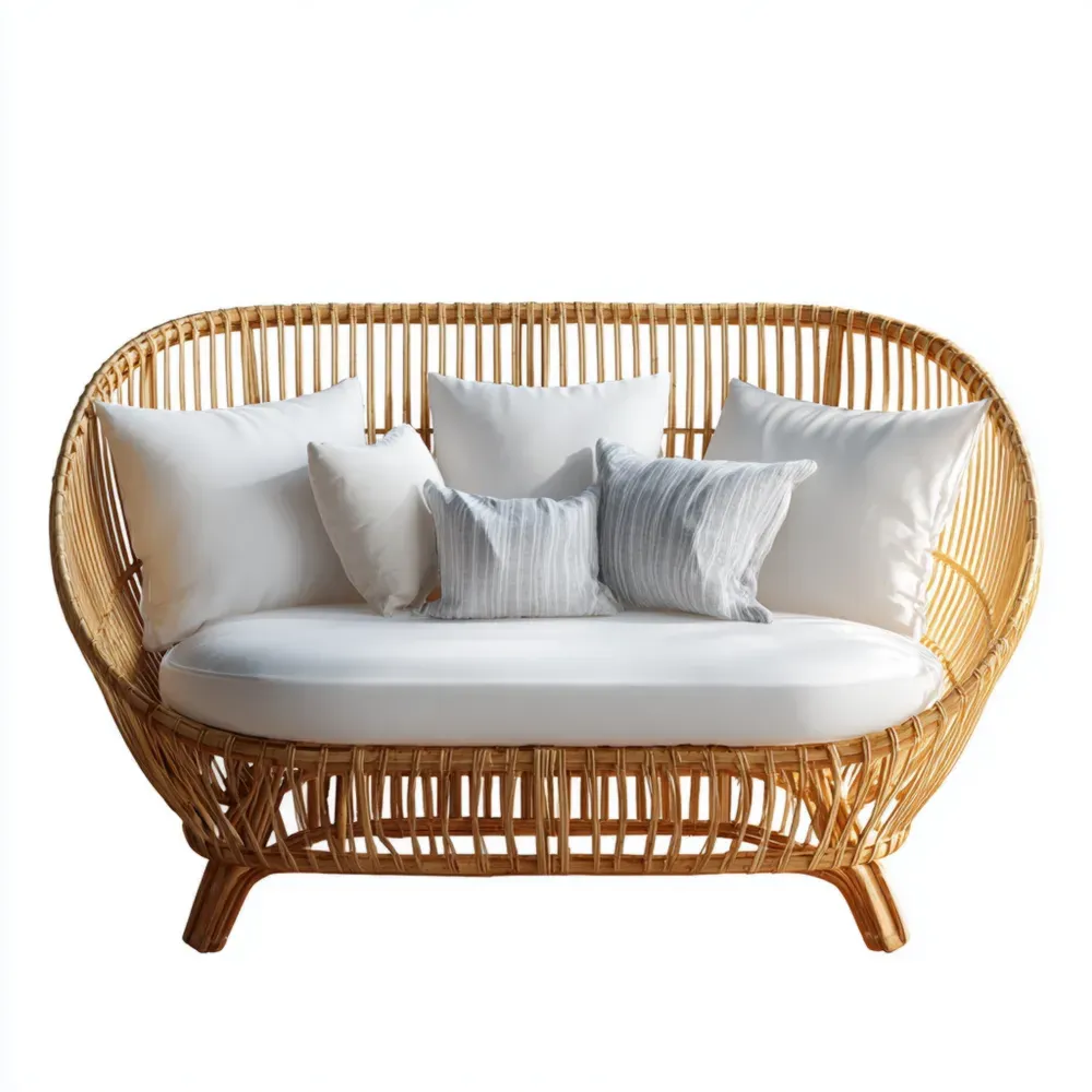 Sofá de Jardín Ratán 150x80x90 cm - Beige/Blanco - Diseño Moderno