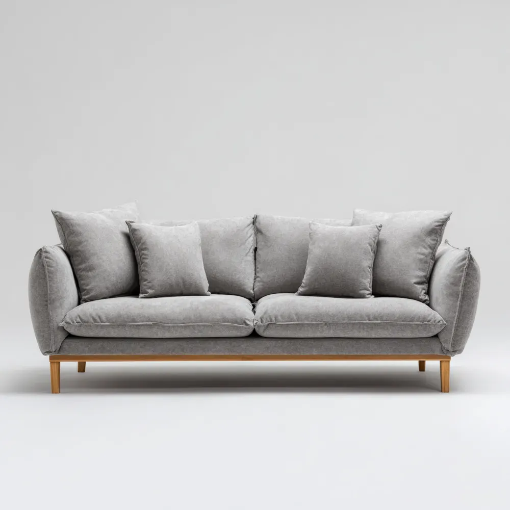 Sofá de Tela 200x95x85 cm - Gris Claro - Diseño Moderno