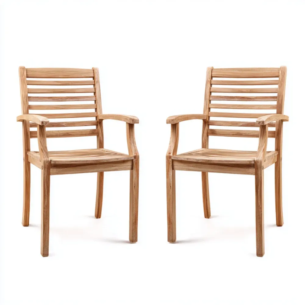 Juego de sillas de jardín de madera de teca 60x60x90 cm - Diseño clásico