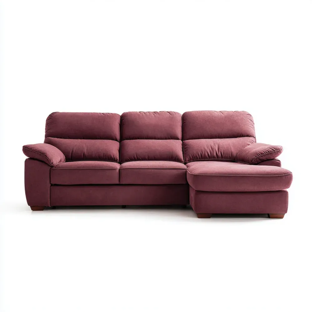 Sofá seccional de tela 280x150x90 cm – Rosa vino – Diseño moderno