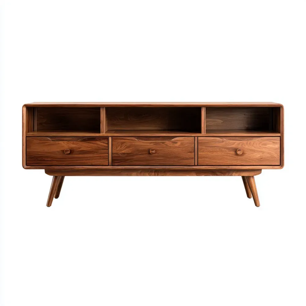 Mueble de TV de Madera 150x40x50 cm - Nogal - Diseño Retro