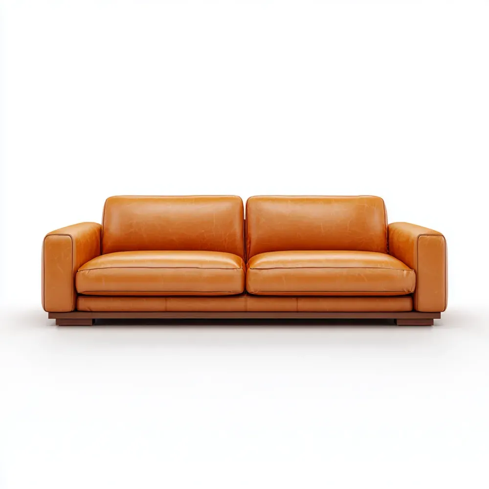 Sofá de tres plazas Cuero 210x85x75 cm – Marrón – Diseño Clásico