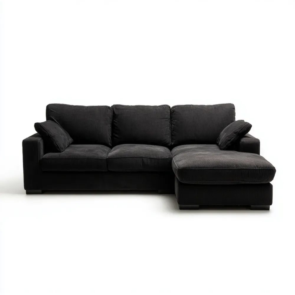 Sofá Seccional 200x100x80 cm de Tela – Negro – Diseño Contemporáneo