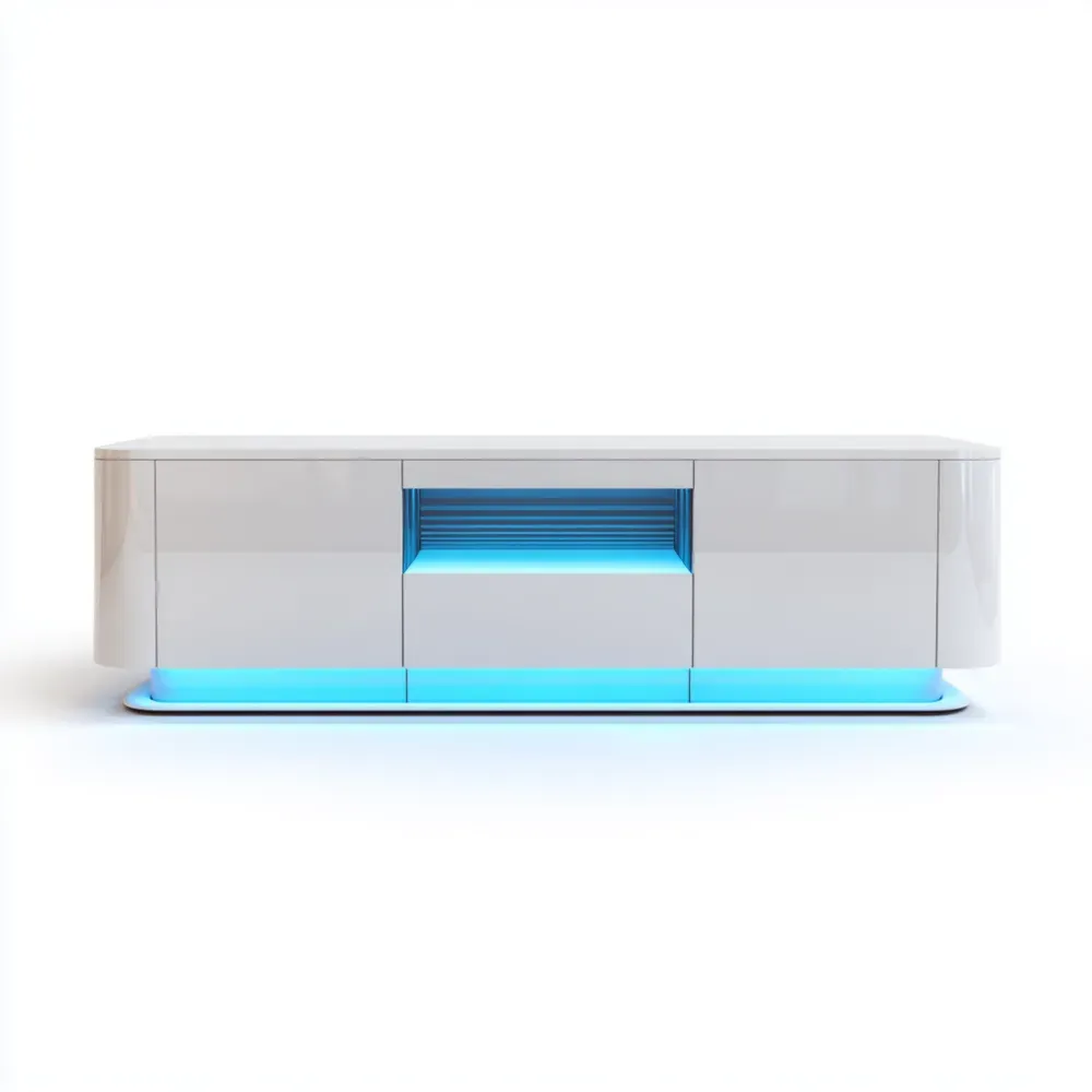 Mueble de TV con LED 150x40x50 cm - Blanco/Azul - Estilo Moderno