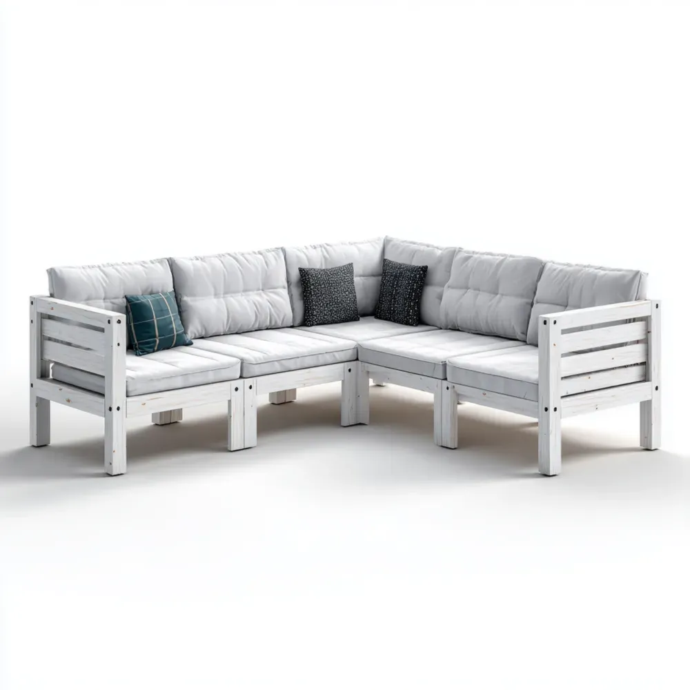 Conjunto de Sofá Modular para Jardín Madera 250x250x70 cm - Blanco