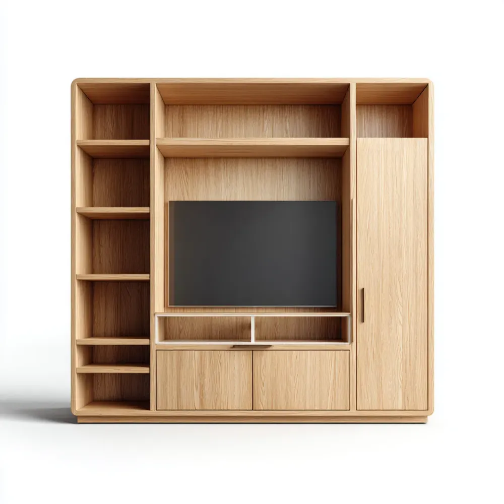 Mueble de Televisión Madera 200x180x40 cm - Natural - Estilo Moderno