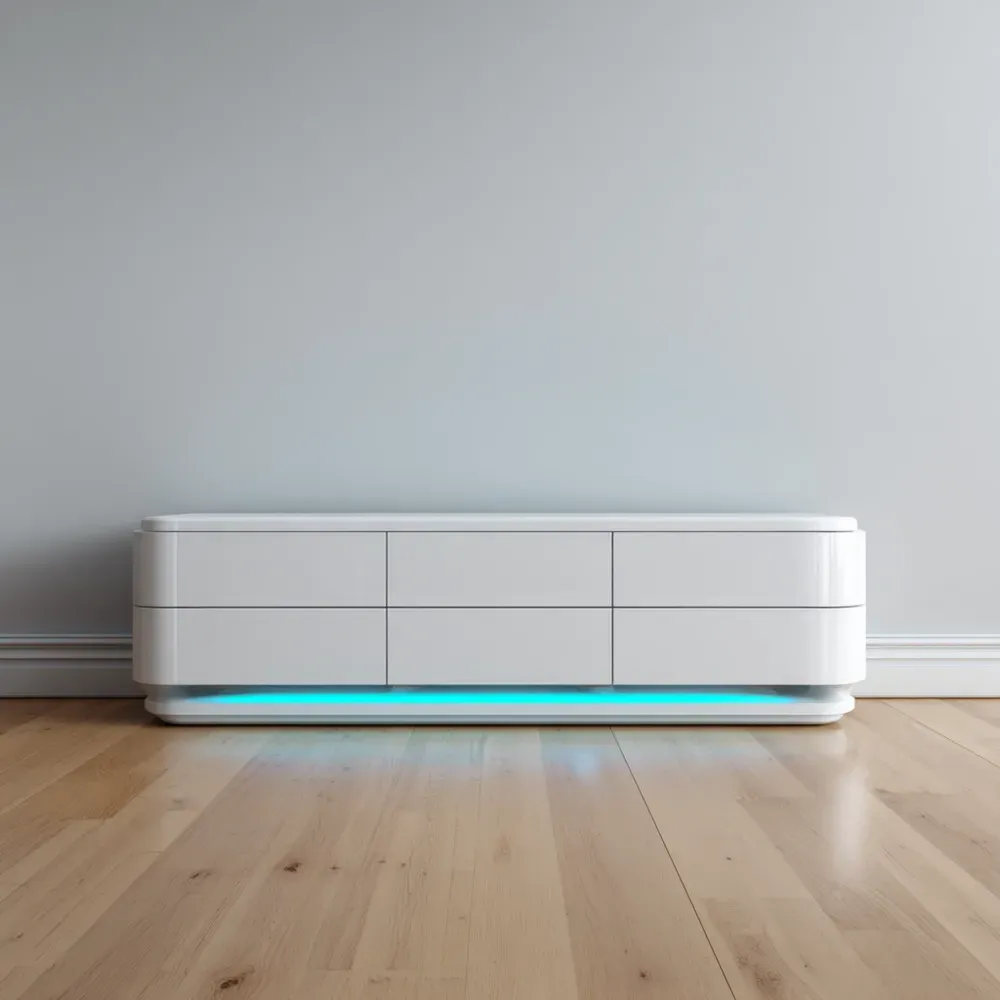 Mueble de TV de Madera 160x45x40 cm - Blanco - Diseño Moderno