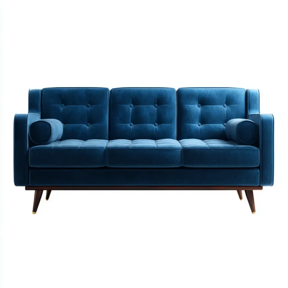 Sofá de Terciopelo 205x85x75 cm - Azul - Diseño Clásico