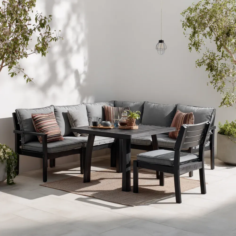 Conjunto de muebles de jardín - Aluminio - 200x250 cm - Gris - 100x60x75 cm - Diseño moderno