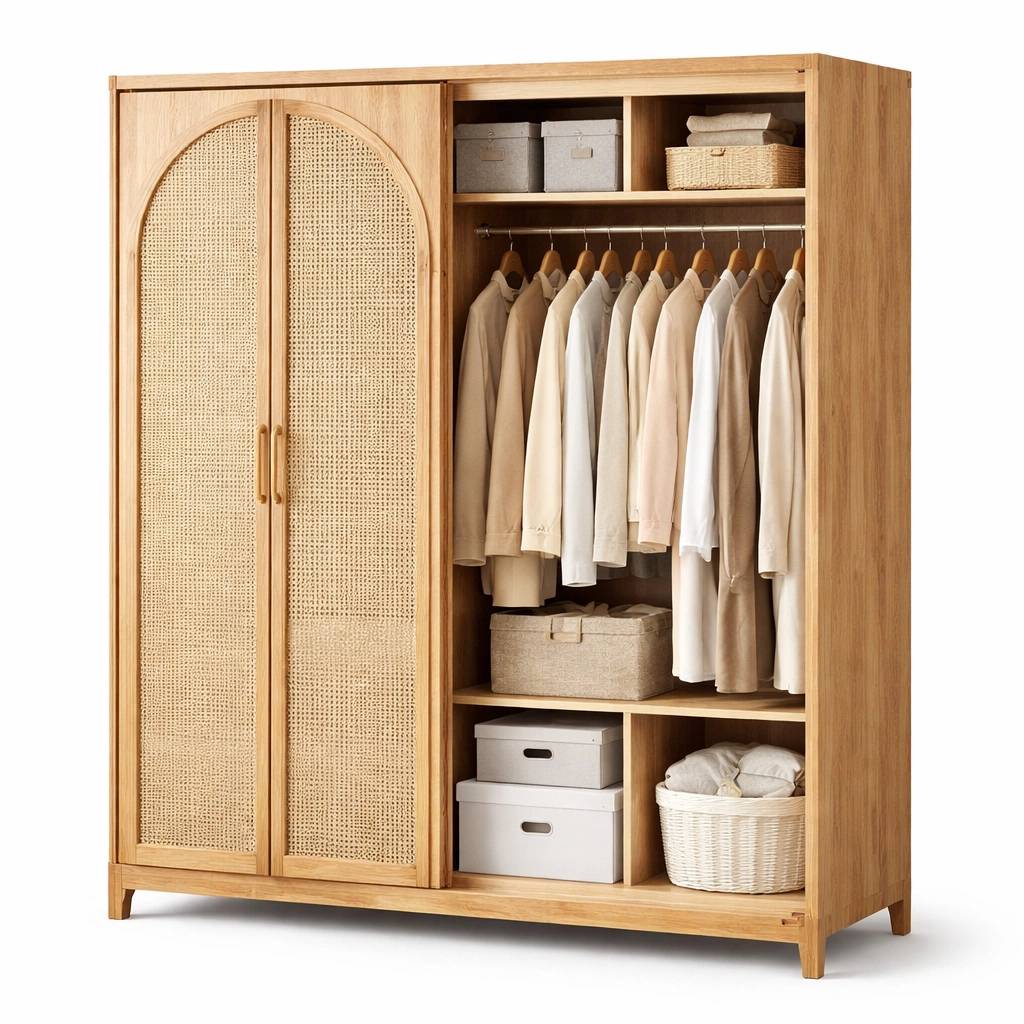 Armario con puertas de rejilla de madera-dwellimo