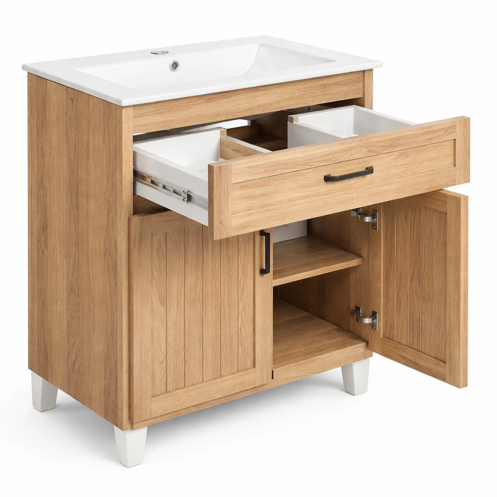 Columna auxiliar bano blanca y madera-dwellimo