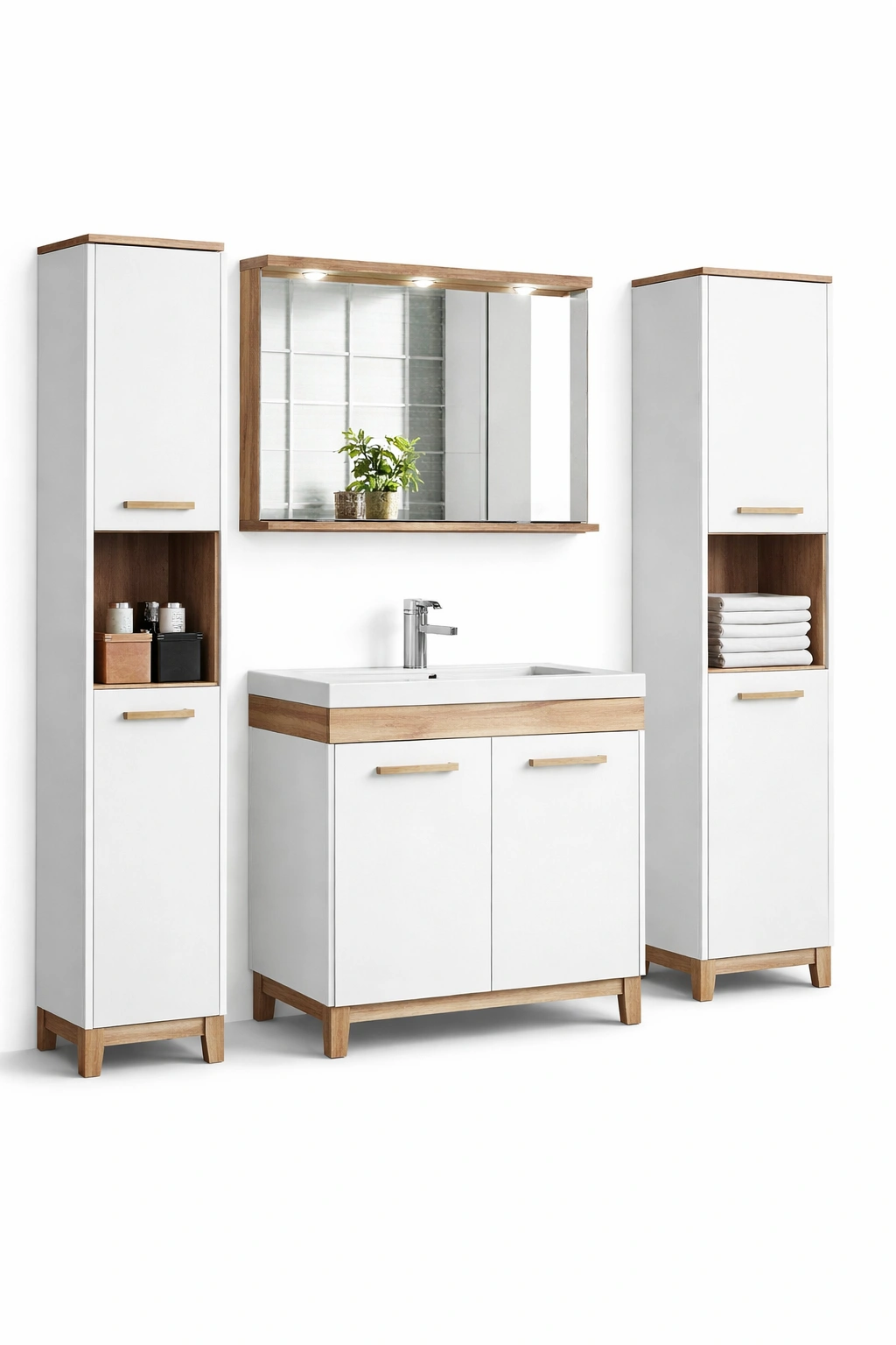 Lavabo bano flotante azul y dorado-dwellimo