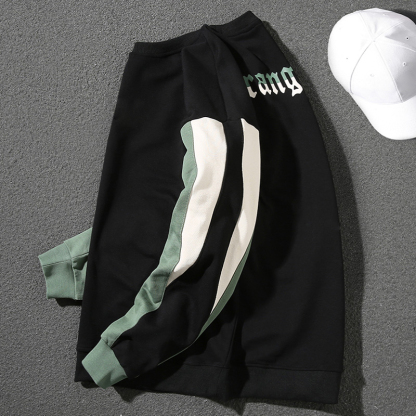 Round neck pullover color block sweatshirt