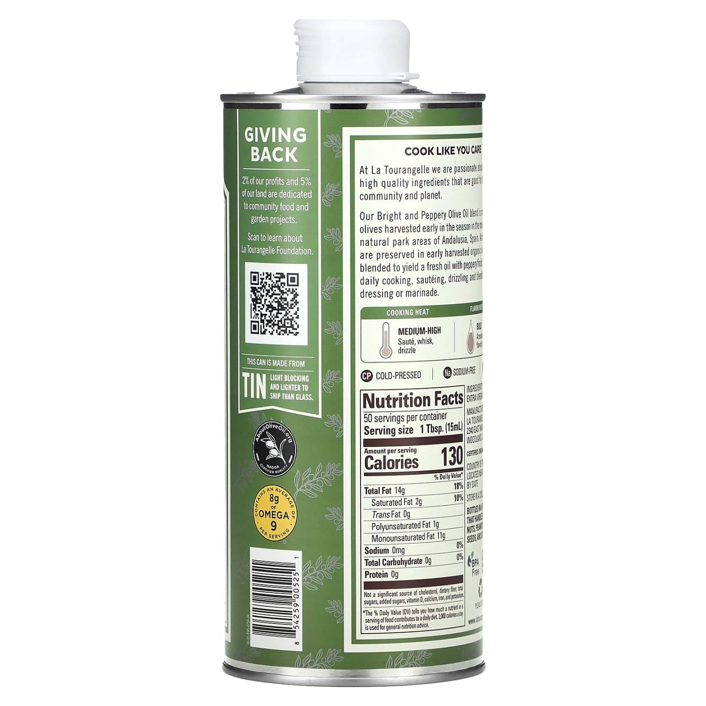 La Tourtthhangelle, Organic Extra Virgin Olive Oil, Bright & Peppery, 25.4 fl oz (750 ml)