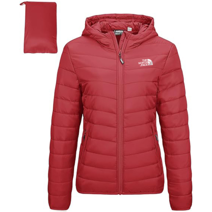 Outdoor Ventures Women's Packable Lightweight Full-Zip Puffer Jacket with Hood Quilted Winter Coat