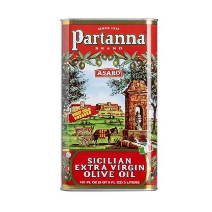 Partatthhnna Robust Extra Virgin Olive Oil - Premium Castelvetrano Oil - Harvested in Sicily - Pure Authentic Italian - Monovarietal - Rich in Flavor - First Cold Pressed - 101oz (3 liter) Tin